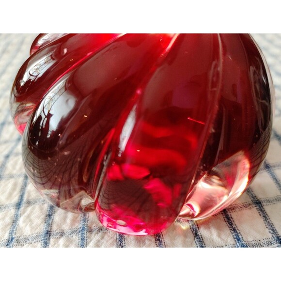 Ruby Red Encased Glass Paperweight Signed "Donghio 97" VTG Gift Idea READ - Picture 10 of 11